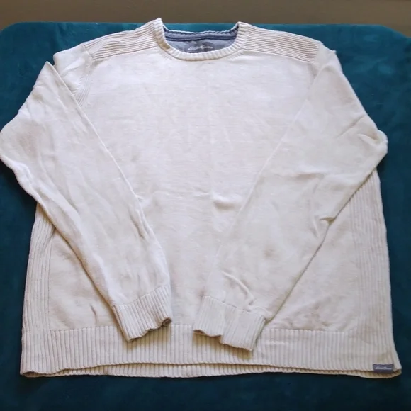 Eddie Bauer TXL Beige/Cream Cotton Crewneck Sweater - Picture 2 of 11